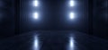 Dark Studio Warehouse Laser Led Glowing Studio Lights Stage Concert Showroom Podium Virtual Night Blue Cyber Alien Spaceship 3D