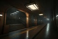 A dark subway station with stairs Generative AI