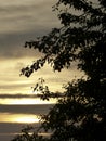 Dark sunset with clouds seen from a hill