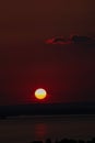 Dark Sunset over Nove Mlyny Reservoirs in Palava Protected Landscape Area