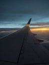 Dark sunset from a plane wing 002 Royalty Free Stock Photo