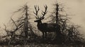 Dark Surrealist Imagery: The Deer - A Film Still By Karl Blossfeldt