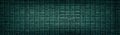 Dark teal brick wall wide texture. Color cement block masonry panorama. Retro grunge background Royalty Free Stock Photo