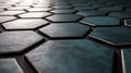 Dark teal hexagonal tiles create a patterned surface with a subtle light source Royalty Free Stock Photo