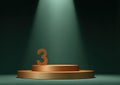 Gold Number Three on Podium Royalty Free Stock Photo