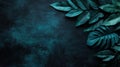 Dark teal tropical leaves corner background design Royalty Free Stock Photo