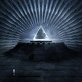 Dark Temple With Glowing Triangle Royalty Free Stock Photo