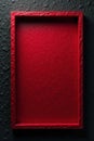 Dark, textured black wallpaper, bold ruby red rectangular frame , decor, pattern Royalty Free Stock Photo