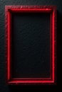 Dark, textured black wallpaper, bold ruby red rectangular frame , dark, photo Royalty Free Stock Photo