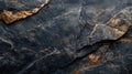 A dark, textured rock on a smooth surface, emphasizing natural minerals and geological features Royalty Free Stock Photo