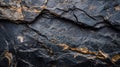 A dark, textured rock on a smooth surface, emphasizing natural minerals and geological features Royalty Free Stock Photo