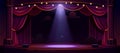 Dark theater stage with red curtains and spotlight Royalty Free Stock Photo