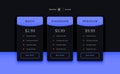 dark theme web subscription pricing chart layout design