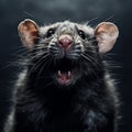 Dark-themed Rat With Open Mouth: A Sensationalist And Exuberant Felinecore Art