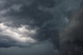 Dark thunder clouds on the blue sky. Abstract background with clouds on blue sky