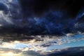 Dark thunderclouds in the evening sky