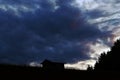 Dark thunderclouds in the sky above a house