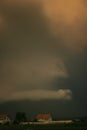 Dark thundery sky at sunset: thunderstorm updraft in the evening light