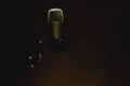 Dark tone with condenser microphone. Microphone in the recording room Royalty Free Stock Photo