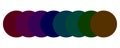 Dark tone palette. Gradient circle range. Color shades vector. Deep rich spectrum.