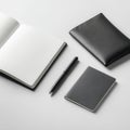 Dark-toned office items arranged in a minimalist composition Royalty Free Stock Photo