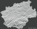 Dark topographic map of Bochum, Germany