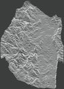 Dark topographic map of the Kingdom of Eswatini Swaziland