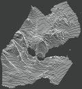 Dark topographic map of the Republic of Djibouti