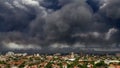 Dark toxic smoke hanging over the city of Durban