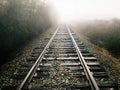 Dark Train Track and Mist