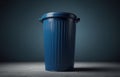 Dark trash can on a plain advertising background. Concept of ecology saving, recycling Royalty Free Stock Photo