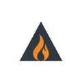 A dark triangle frames a stylized orange flame in the center Royalty Free Stock Photo