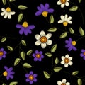 Tropical embroidery floral seamless pattern