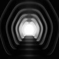 Dark tunnel with light at the end 3d