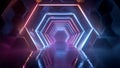 A dark tunnel with neon lights in the middle of it (ai generated) Royalty Free Stock Photo