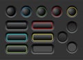 Dark ui buttons set