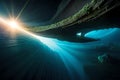 Dark Underwater Cave With Sunlight Beams. Deep Sea Cavern Nature, Undersea Exploration Concept. Generative AI Royalty Free Stock Photo