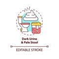 Dark urine and pale stool concept icon