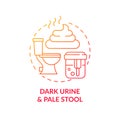 Dark urine and pale stool concept icon