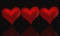 Dark valentine background with red hearts