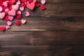 dark valentine's day background with hearts with place for text