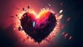 Dark valentines day ornate fantasy heart symbol, neural network generated art