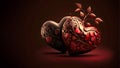 dark valentines day ornate fantasy two hearts symbol, neural network generated art