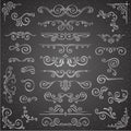 Dark Vector set of Swirl Elements for Frame Design. Calligraphic page decoration, Labels, banners, antique and baroque Royalty Free Stock Photo