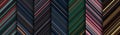 Dark vintage detailed striped geometric patterns composed of big amount of thin multicolored stripes