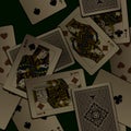 Dark vintage playing cards seamless pattern background. Royalty Free Stock Photo