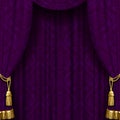 Dark violet curtain with gold tassels Royalty Free Stock Photo