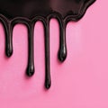 Black Paint Dripping on Pink Background Royalty Free Stock Photo