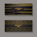 2 dark visit cards with lines and golden elements and gradient