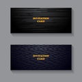 2 dark visit cards with lines and golden text elements with gradient